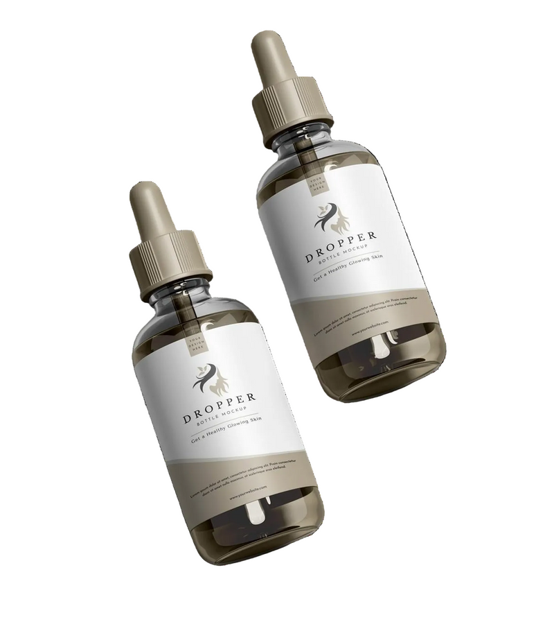 Healthy Glow Serum Duo two dark glass dropper bottles