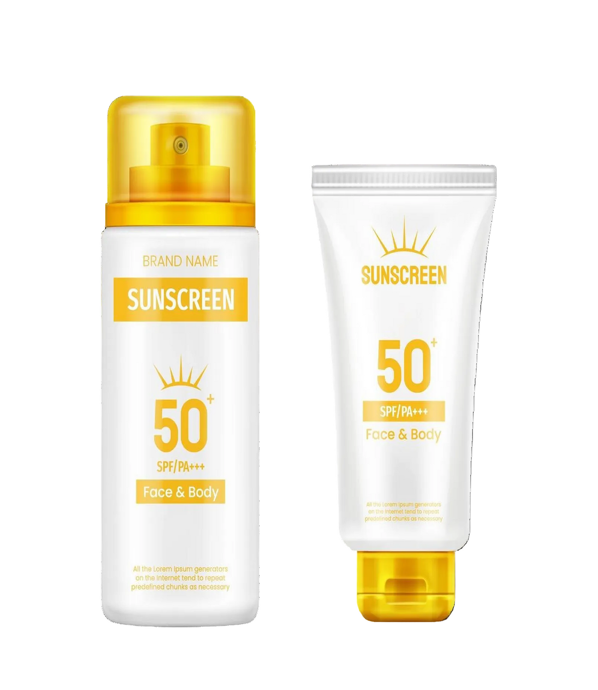 SPF 50+ Sunscreen Duo spray bottle and cream tube