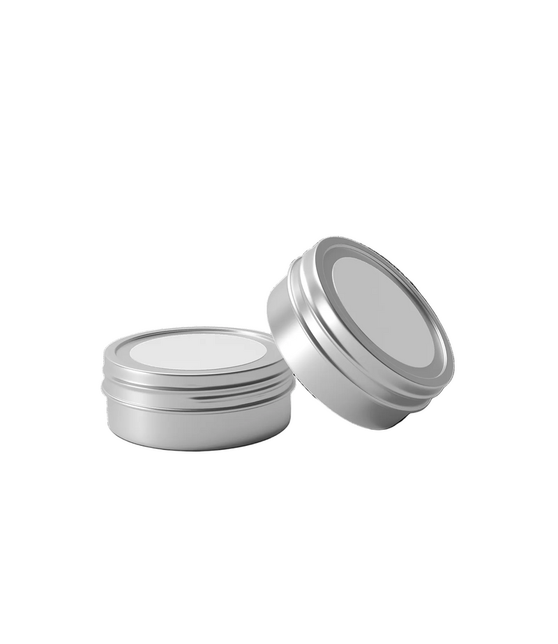 Silver Tin Lip Balm Duo two aluminium tins with clear window lids