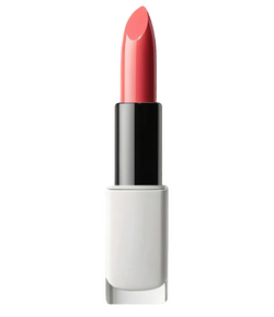 Coral Kiss Satin Lipstick coral pink bullet in white chrome case